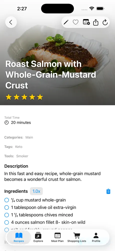 Crumb recipe detail screen